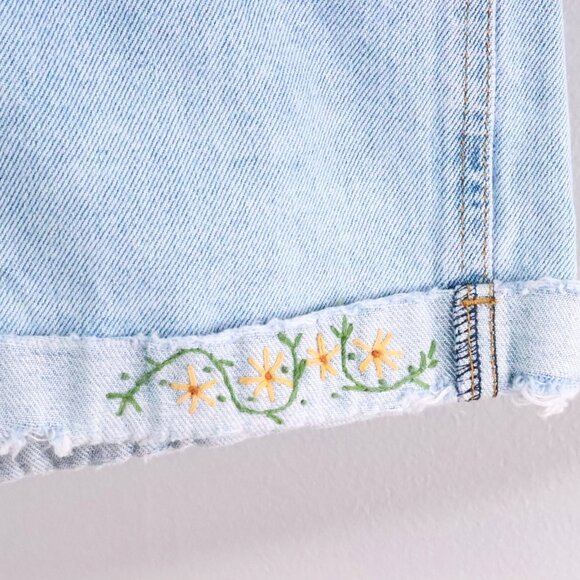 Vintage 90's Faded Glory Women's M/12 Distressed Ultra High Waist Denim Shorts - Picture 4 of 11